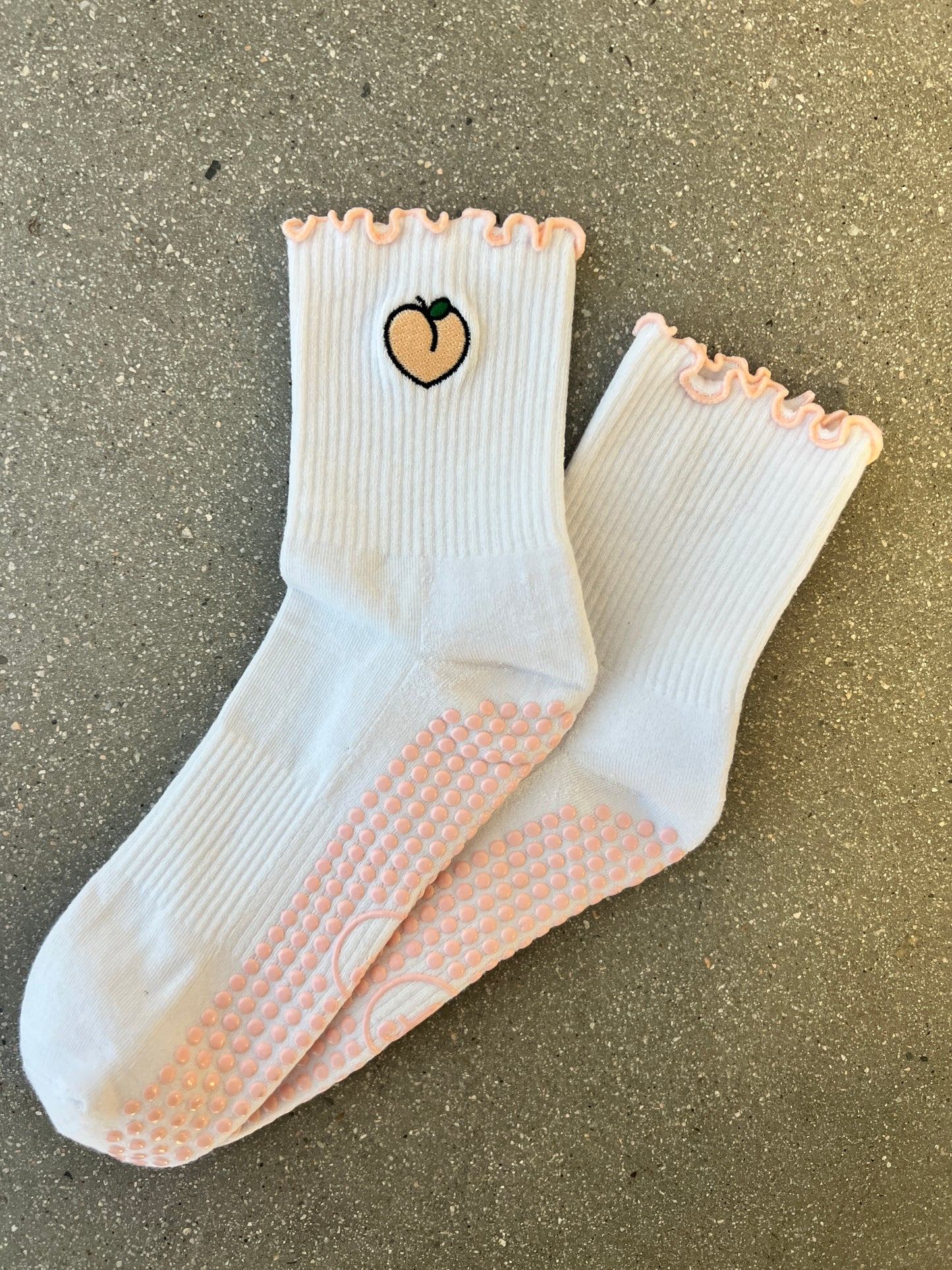 Peach Ruffle Grippy Socks