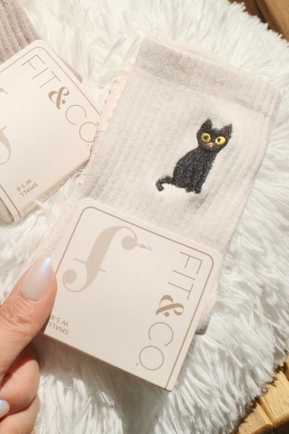 Black Cat – Short Crew Grip Socks - Fall Collection