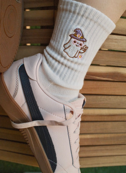 Groovy Ghost – Short Crew Grip Socks - Fall Collection