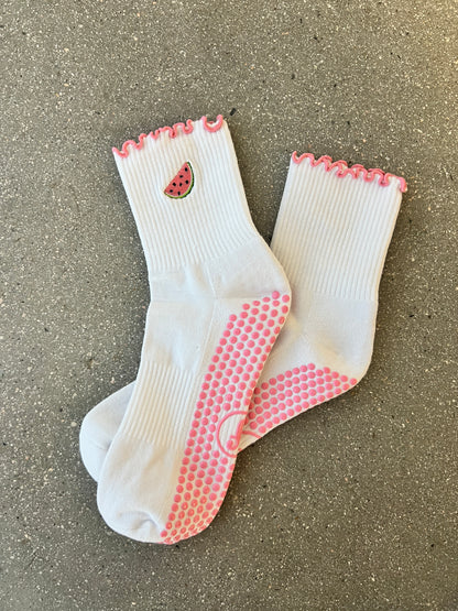 Watermelon Ruffle Grippy Socks