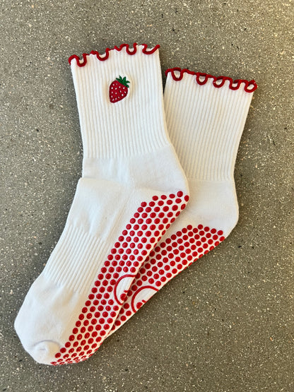 Strawberry Ruffle Grippy Socks