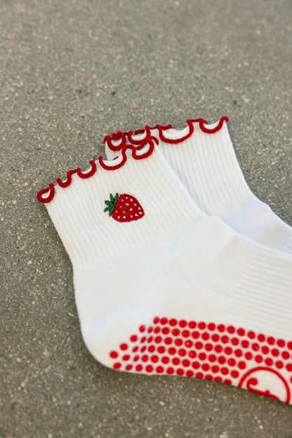 Strawberry Ruffle Grippy Socks - Fit & CO