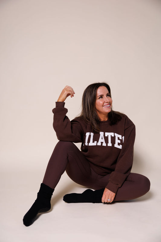 PILATES Crewneck — Chocolate Brown