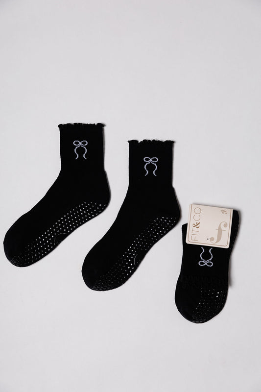 Black Bow Ruffle Short Crew