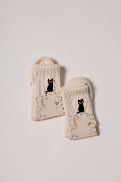 Black Cat – Short Crew Grip Socks - Fall Collection
