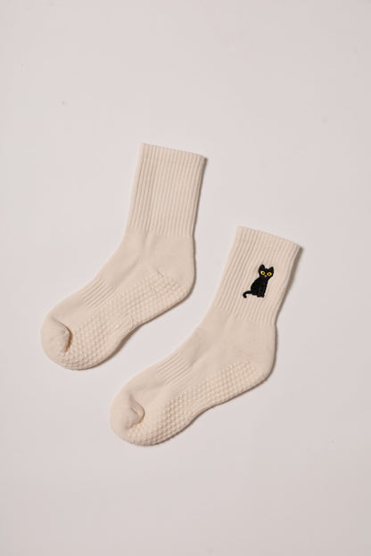 Black Cat – Short Crew Grip Socks - Fall Collection