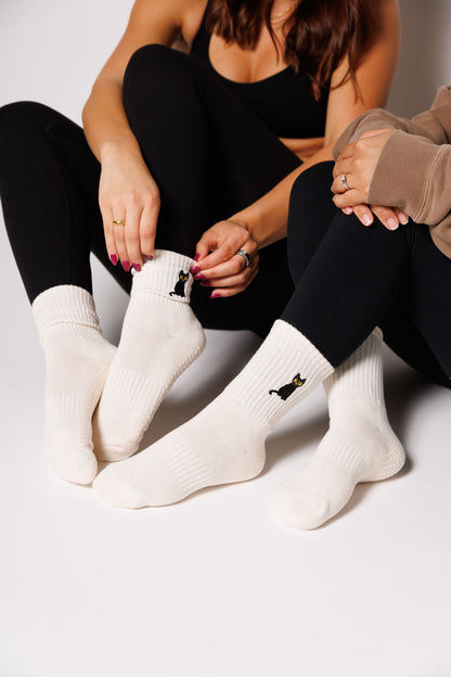 Black Cat – Short Crew Grip Socks - Fall Collection