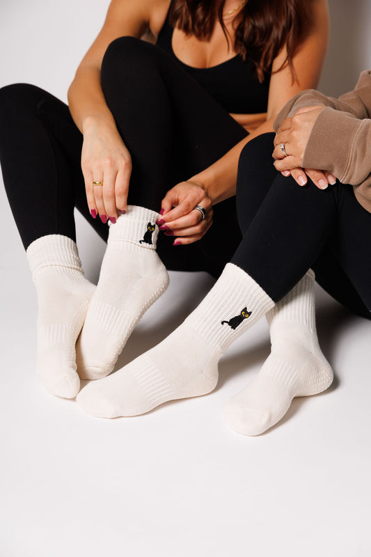 Black Cat – Short Crew Grip Socks - Fall Collection