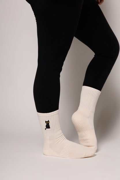 Black Cat – Short Crew Grip Socks - Fall Collection