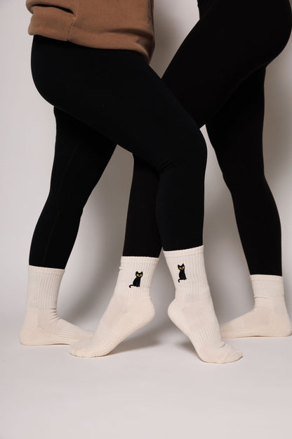 Black Cat – Short Crew Grip Socks - Fall Collection