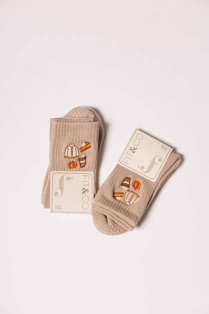 Pumpkin Pie – Short Crew Grip Socks - Fall Collection