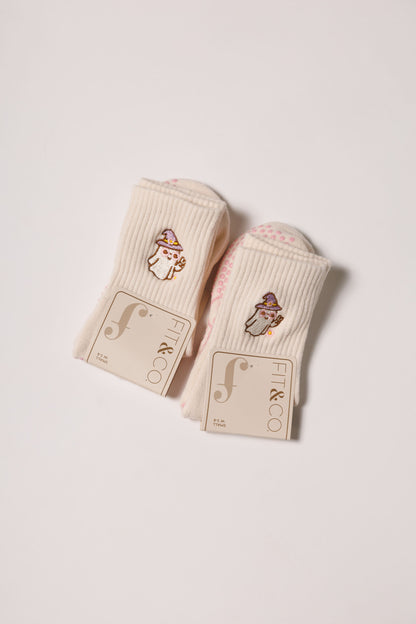 Groovy Ghost – Short Crew Grip Socks - Fall Collection