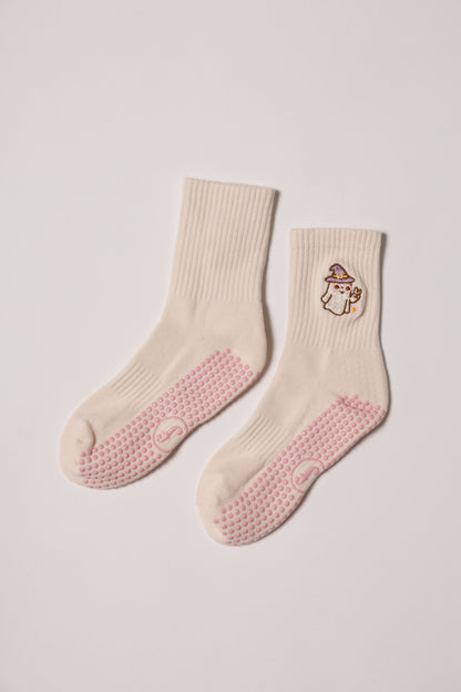 Groovy Ghost – Short Crew Grip Socks - Fall Collection