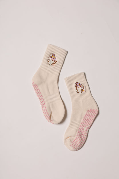 Groovy Ghost – Short Crew Grip Socks - Fall Collection